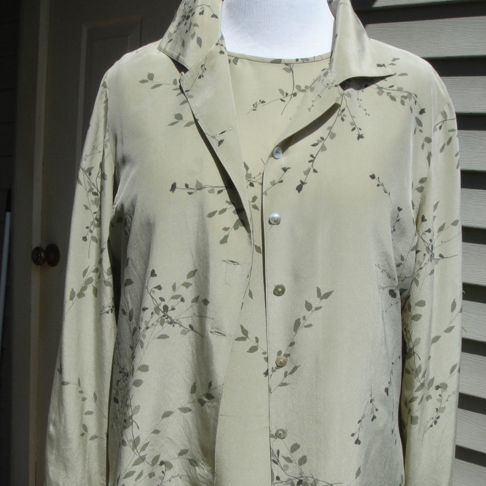 Kasper GREEN SILK CAREER 2 PIESES BLOUSES 14-16